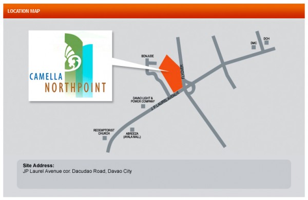 Location map of Camella Northpoint, a Davao condominium right at the heart of the city's business area.