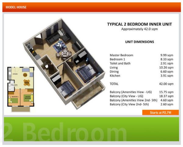 This is the typical 2 bedroom unit in Davao condos.