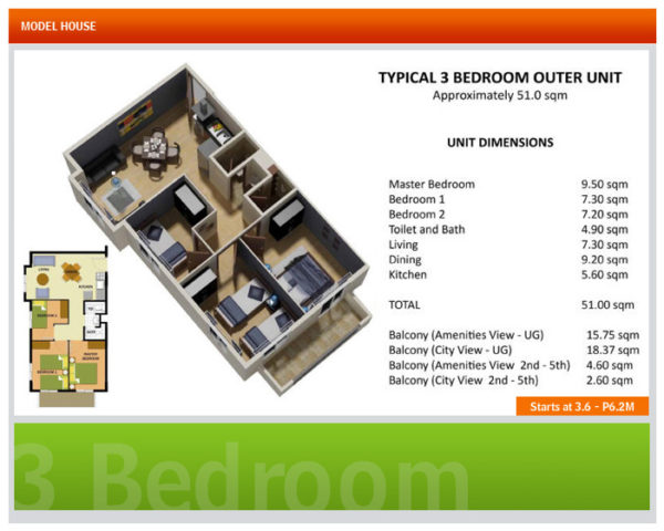 This is the typical 3 bedroom unit in Davao condos.
